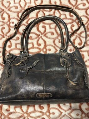 Bed Stu Rockababy Black Distressed Leather Shoulder Bag